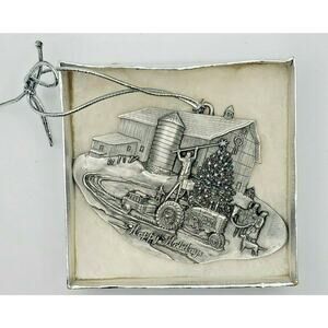 Vintage Case IH 1997 Pewter Holiday Ornament Series 1 Hanging the Star NIB NOS